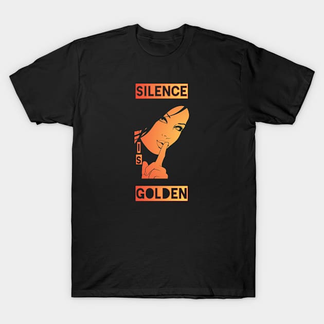 Silence Is Golden Pop Art Girl T-Shirt by Pop Art Ave